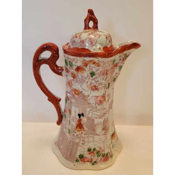 Vintage Japanese Porcelain Chocolate Coffee Pot W Creamer & Sugar Bowl Set Handp - Picture 2 of 13